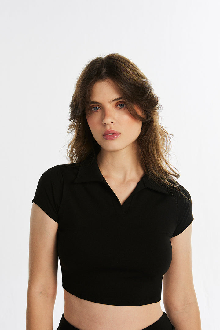 Blusa Curta Polo Preta